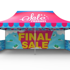 Package B2 - Canopy 10 x 20 with Double Sided Full Wall  & 2 Double Sided Half Walls
