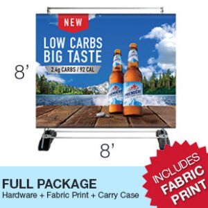 Outdoor Banner Wall 8' x 8' - SINGLE SIDED - Hardware + graphic + Carry Bag